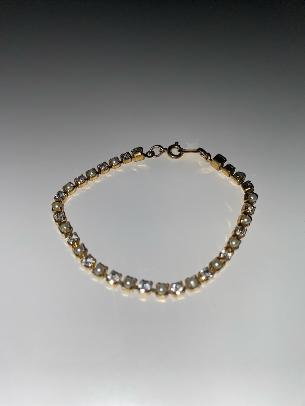 Avon Gold Tennis Bracelet Pearl Style Delicate